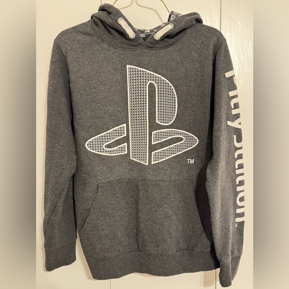 Playstation Graphic Hoodie Charcoal Gray Logo By Fashion UK Size 13-14 Yearsz